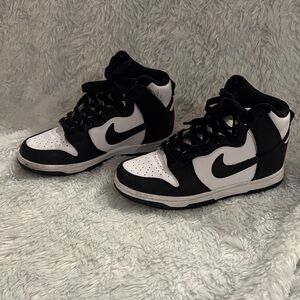 Nike Black and White Dunk High Sneakers